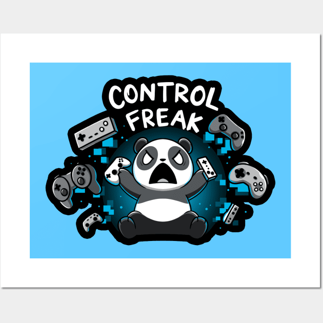 Control Freak Funny Panda Gaming Lover Quote Animal Lover Wall Art by LazyMice